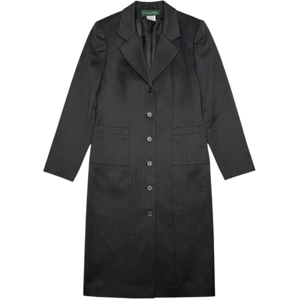 Harve Benard Vintage Trench Coat Women 10 Charcoal Gray Wool Blend Pinstripe NWT